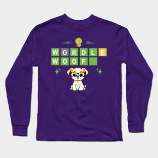 Wordle Woof Funny Puppy Dog Lover Long Sleeve T-Shirt